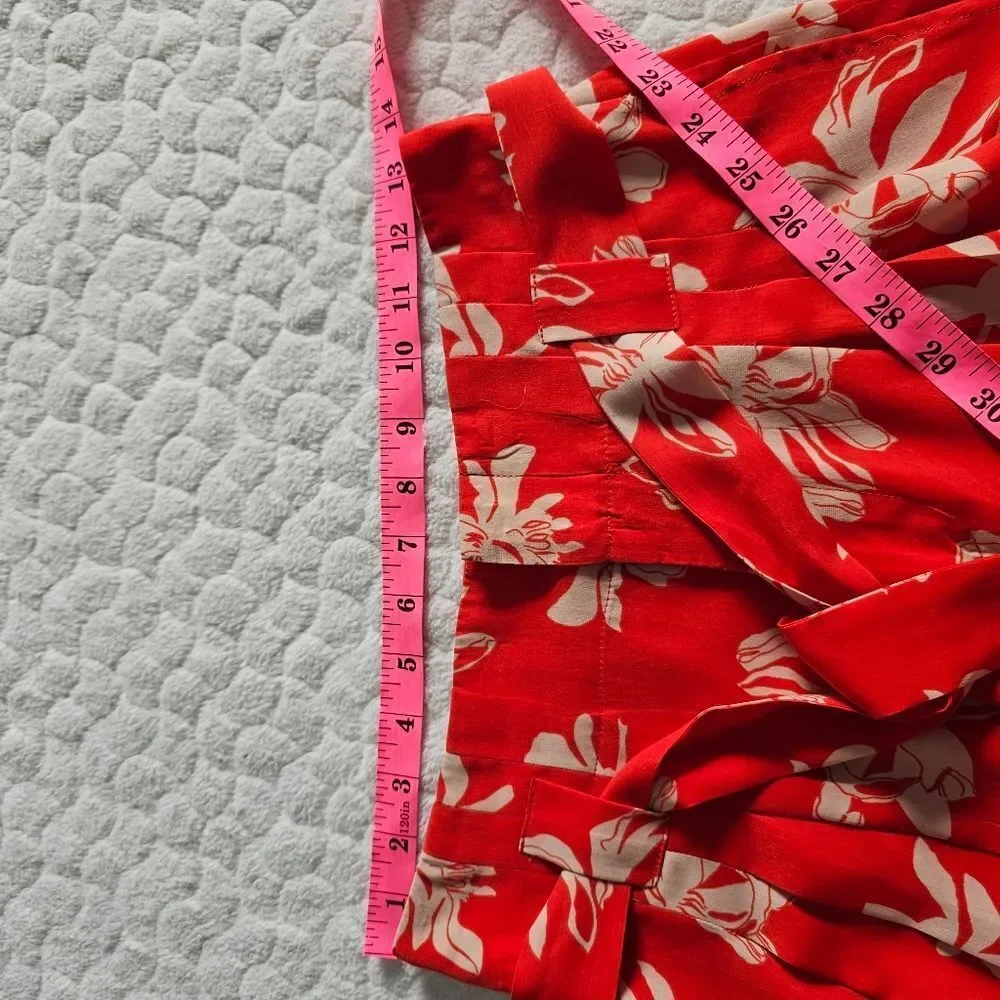 Viva Vena orange orchid pants floral pleated tie waist 2 26 - Picture 7 of 8